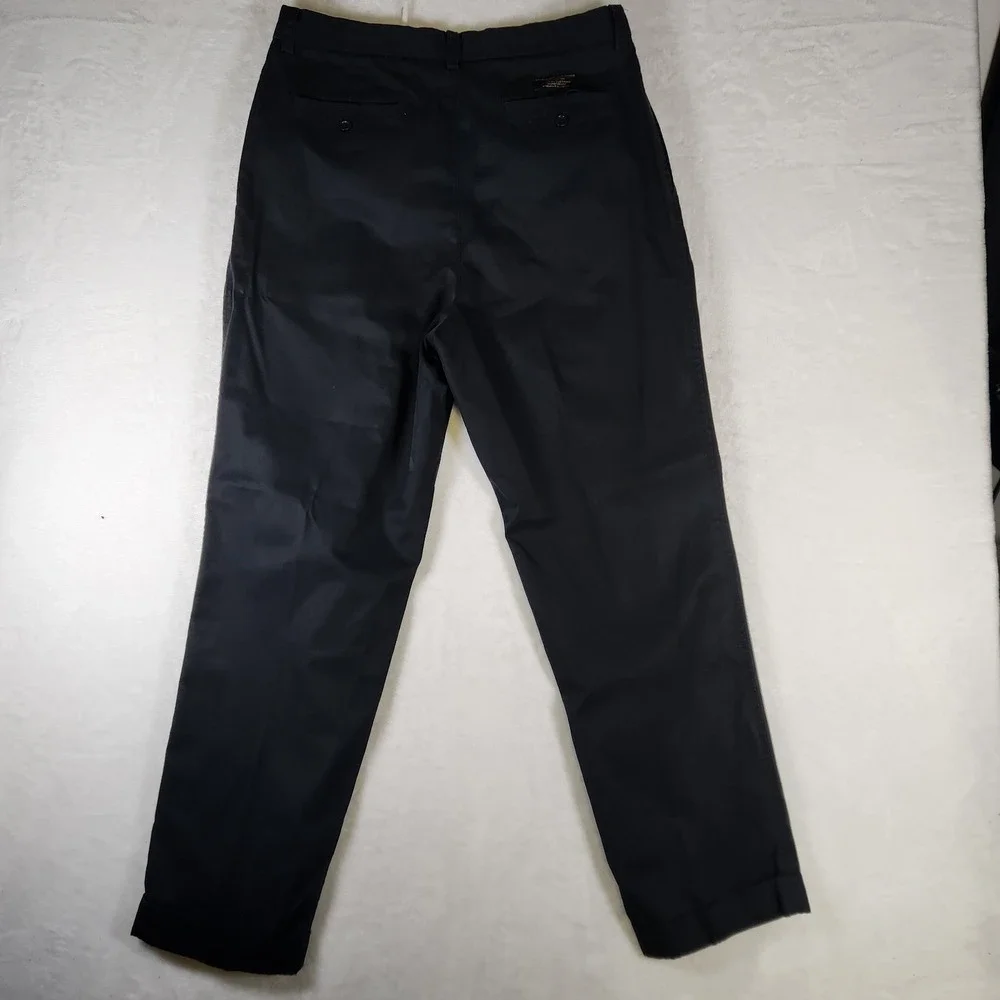 Banana Republic Mens 35R Smithfield Black Pleated Cotton Dress Pants‎